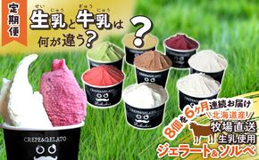 ＜6ヶ月定期便＞北海道産 生乳 ジェラート アイス 毎月8個  詰め合わせ ジェラートセット