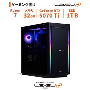 パソコン工房 4年間物損保証 ミドルタワーゲーミングPC Ryzen 7/5070 Ti/No.371 322032_EE104