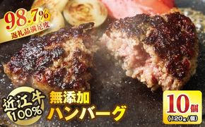 近江牛100％【無添加】食べ応え抜群！超あらびきワイルドハンバーグ1.2kg（約120g×10個）【FO19W】