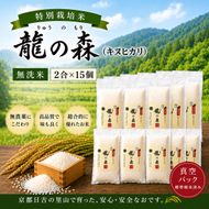 特別栽培米 「 龍の森 」( キヌヒカリ )　300g×15パック お米 きぬひかり 無洗米 真空パックでお届け 米 コメ 精米 無洗米 白米 ごはん 白飯 京都府 南丹市