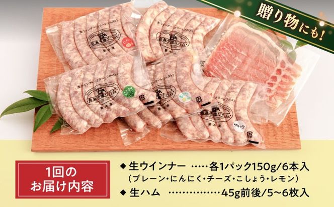 【全3回定期便】本場ドイツで連続金賞受賞！ 生 ウインナー 5種 30本 + 生ハム 糸島 / 糸島手造りハム [AAC010] 贈り物 のし対応 BBQ キャンプ アウトドア ソーセージ 生ハム 詰め合わせ