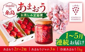 【全5回定期便】糸島産あまおうお楽しみ定期便 あまおう4パック×2回 / あまおうジャム3本 / 冷凍あまおう1kg×2回 糸島市　/ slowberry strawberry[APJ007]