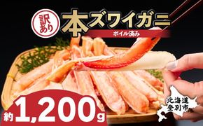 かに 本ズワイガニ 訳あり 冷凍 ボイル 足 ハーフポーション 1200g | カニ 蟹 本ずわいがに ズワイガニ ずわいがに 不揃い 規格外 海産物 海鮮 かにしゃぶ かに鍋 ギフト ふるさと納税 北海道 登別市