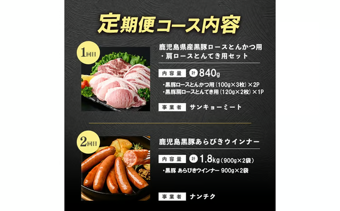 【定期便全5回】鹿児島県産 黒豚バラエティAコース！志布志うんまか定期便 t0064-003