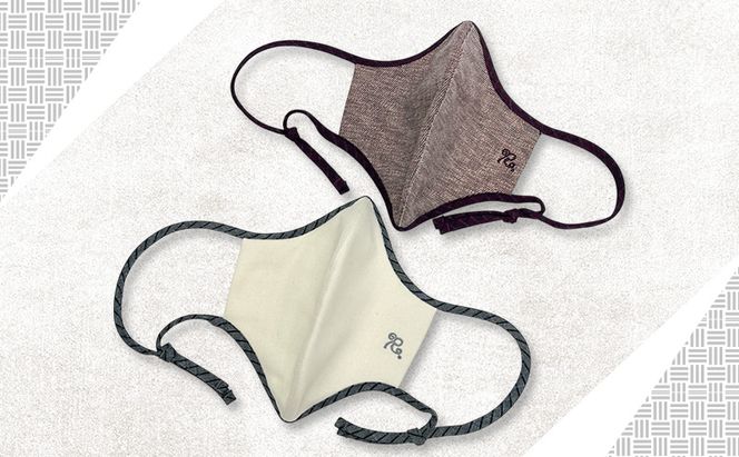 侍マスク＜高機能・安全素材身頃（無蛍光、無晒）＞ Mサイズ2枚 セット (紐は無蛍光 無晒白と先染久留米織の２種類) 肌にやさしい