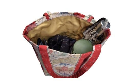 本場 結城玉紬 リメイク 未使用 帯地の トートバック 本場結城紬 手作り バック [BN033ci]