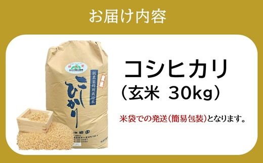 コシヒカリ（特別栽培米）玄米 30㎏【002115C】