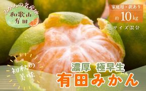 【初秋の美味】有田育ちのご家庭用ゆら早生有田みかん　約10kg+200g(傷み補償分)【サイズ混合】【2026年10月中旬～11月上旬頃に順次発送予定】【ard053C】