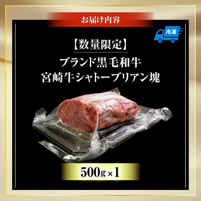 【数量限定】宮崎牛シャトーブリアン塊 500g　（宮崎牛 黒毛和牛 和牛 シャトーブリアン ）