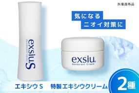 特製エキシウクリーム（30g）×1個 エキシウS（38mL）×1個 2種セット 【医薬部外品】 ニオイ対策 わきが あせ止め 体臭 足 におい 防止 予防 汗 制汗 制汗剤 [東京甲子社 山梨県 韮崎市 20745194]