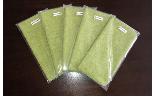 005A094 抗ウイルスミニハンカチ袋入 抹茶【泉州タオル 国産 普段使い シンプル 日用品】