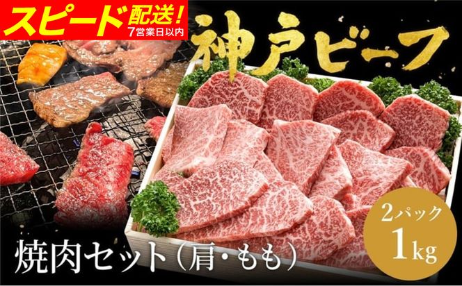 神戸牛 焼肉セット 牛肉 焼肉用 肩 もも 500g×2P / 焼き肉 セット 食べ比べ 牛 肉 霜降り 但馬牛 黒毛和牛 和牛 国産牛 焼肉 やきにく アウトドア キャンプ BBQ 太田牧場 太田牛 神戸ビーフ TYY2-2 【但馬牛太田家】
