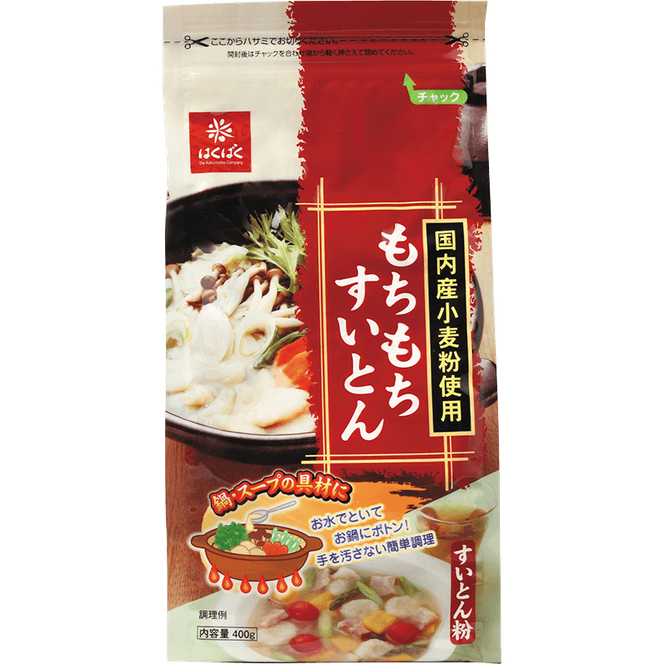 【はくばく】もちもちすいとん ２．４kg（400g×6袋）　小麦粉 国産 簡単 簡単調理 すいとん チャック チャック付き 鍋 鍋料理 スープ はくばく 山梨 やまなし 富士川町