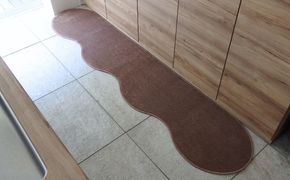 diw0140 北欧風キッチンマット ラグマットタイプ 45×255cm ピーナッツ型 ココア 抗菌防臭 SEK 織人しきもの屋工房