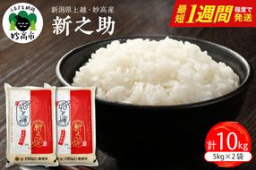 【最短1週間程度発送】令和8年産  新潟県上越妙高産 新之助 10kg
