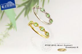 ミントガーネット／ダイヤモンドリング KT1206 KT1207 選べる地金【 PT900 /K18YG 】   指輪 ダイヤ リング ミントガーネット ジュエリー 山梨 富士吉田