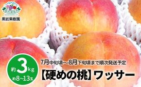 【硬めの桃】信州須坂の桃 ワッサー 特秀品 約3kg (約8～13玉) 《黒岩果樹園》■2025年発送■※7月中旬頃～8月下旬頃まで順次発送予定