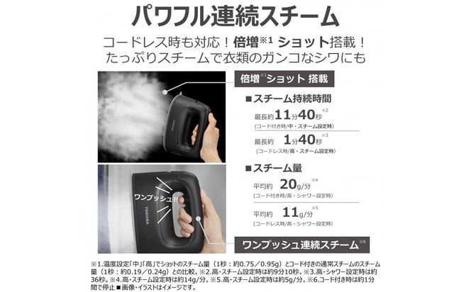 東芝 衣類スチーマー  パワフル連続スチーム TAS-X80(K) 141305_KV160