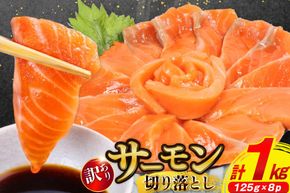 【CF03】訳あり サーモン 切り落とし おさしみ用 1kg 125gx8p [足利本店 宮城県 気仙沼市 20564313] 魚 魚介類 鮭 お刺し身 刺し身 刺身 生 生食 個包装 チリ銀鮭 銀鮭 海鮮 海鮮丼 魚介