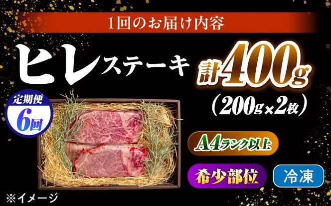 【6回定期便】ヒレステーキ 400g（200g×2枚）長崎和牛 希少部位 / ヒレ ひれ フィレ ふぃれ 牛肉 赤身 A4 A5 / 南島原市 / KRAZY MEAT[SHF020]
