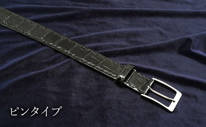 ベルト メンズ ツヤワニ クロコベルト 幅35mm クロ 手縫いステッチ レザー 革 本革 革製品 クロコダイル ワニ革 クロコダイルベルト ワニ革ベルト レザーベルト メンズベルト 黒 日本製 東京 東京都 墨田区