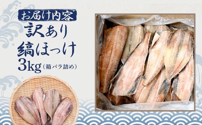 訳あり ほっけ 3kg 箱詰め 規格外 縞ほっけ 干物 業務用 不揃い 傷 わけあり 切身 開き 大洗町 大洗 ひもの 魚 さかな 魚介類 冷凍 工場直送