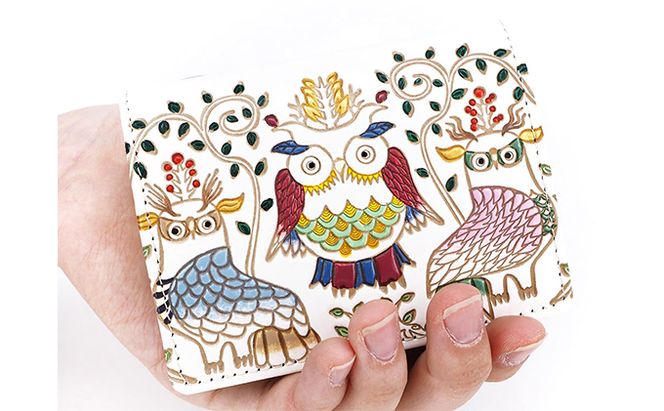 【文庫屋大関】箱まち小銭入れ　ふくろう【皮革工芸品】 ファッション小物 財布 民芸品 