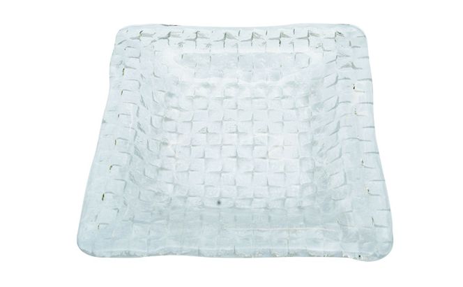 プレート 皿 グリッドプレート 23cm 深皿 食器 ガラス インテリア 工芸品 格子模様 ガラスプレート 人気のプレート 手作り 