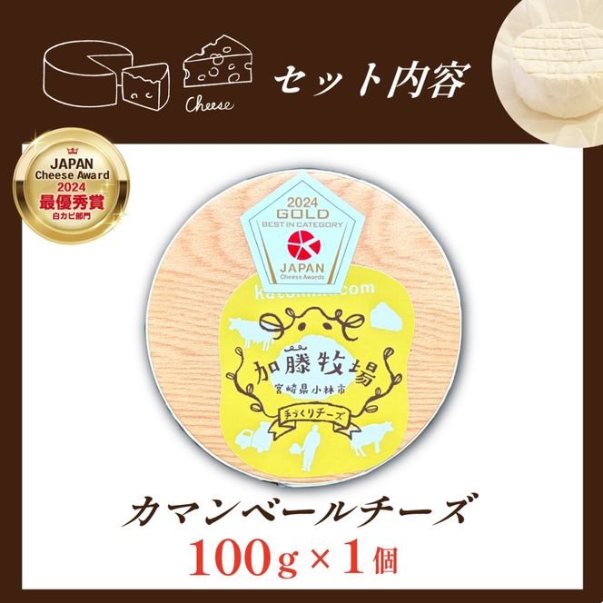 【国内コンテスト最優秀賞受賞！】カマンベールチーズ 1個 100g （チーズ 国産 乳製品 生乳 国産チーズ ノンホモ 手作り 人気）