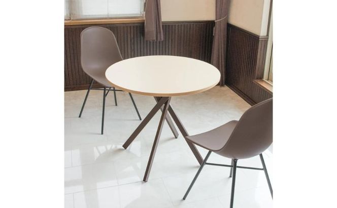 ＆FREL AXカフェテーブル 天板 ベージュ　直径80cm x 高さ72cm 選べる脚色 全3色　国産家具 組立簡単 家具 机 テーブル インテリア ※離島への配送不可