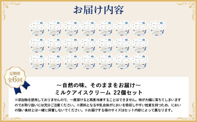 【定期便：全6回】【無添加】 北海道 プレミアムミルクアイスクリーム×22個【1105903】