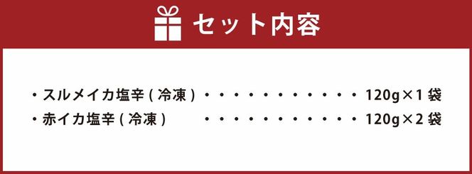 【ふるさと納税】魚屋 かあちゃんの 自家製 イカの塩辛 2種類 お味見セット 兵庫県 新温泉町【1156693】 約120g×3袋 合計約360g いか イカ 烏賊 スルメイカ 赤イカ おつまみ つまみ アテ ご飯のお供 兵庫県 新温泉町 送料無料