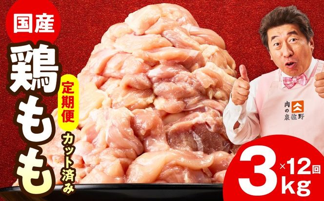 mrzZ042 【カット済み】国産 鶏もも肉 定期便 3kg  全12回【氷温熟成×極味付け 小分け とり もも 簡単調理 唐揚げ 親子丼 家計応援 毎月配送コース】