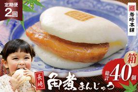 BJ039 岩崎本舗 【2回定期便】長崎角煮まんじゅう 20個入 (箱) [長崎県 島原市]