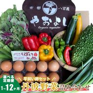 【定期便4回】＜京野菜の京都やおよし＞丹波野菜詰め合わせ 平飼い卵のセット《栽培期間中農薬不使用 野菜》※北海道・沖縄・離島への発送不可