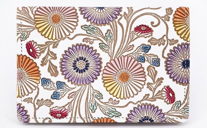 パスケース 更紗菊 文庫屋大関 名刺入れ カードホルダー 名刺ケース 名刺ホルダー カード入れ 定期入れ 定期ケース 雑貨 生活雑貨 小物 革小物 革製品 本革 日用品 民芸品 工芸品 東京 東京都 墨田区