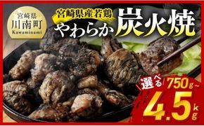 炭火焼 ※発送月・内容量が選べる※ 宮崎県産若鳥 やわらか炭火焼 750g～4500g 【 鶏 肉 鶏肉 国産 とり 九州産 鳥 宮崎県産 小分け 炭火焼き 】 [C00901 C00904-6]