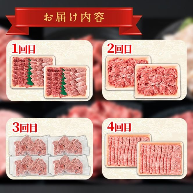 【2401710b】＜定期便・連続全5回＞鹿児島県産 黒毛和牛 A5等級 牛づくし定期便(5ヶ月連続・合計約5.2kg) 国産 牛肉 ロース モモ カルビ 切り落とし サーロインステーキ サイコロステーキ 定期便 鹿児島 焼肉 しゃぶしゃぶ すき焼き 【前田畜産たかしや】