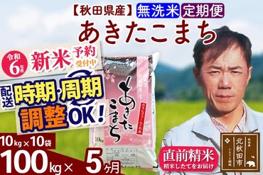 ※令和6年産 新米予約※《定期便5ヶ月》秋田県産 あきたこまち 100kg【無洗米】(10kg袋) 2024年産 お届け時期選べる お届け周期調整可能 隔月に調整OK お米 みそらファーム|msrf-31705