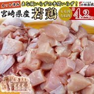 【カット済み】宮崎県産若鶏もも肉 むね肉 計4.2kg 国産 鶏肉 若鶏 唐揚げ もも肉 モモ むね肉 ムネ 小分け カット 冷凍
