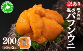 訳あり 北海道 噴火湾産 塩水 バフンウニ 100g 2パック 計200g うに ウニ 雲丹 海鮮 海の幸 魚介類 ウニ丼 お寿司 濃厚 無添加 産地直送 お取り寄せ 山村水産 送料無料 【55250812】