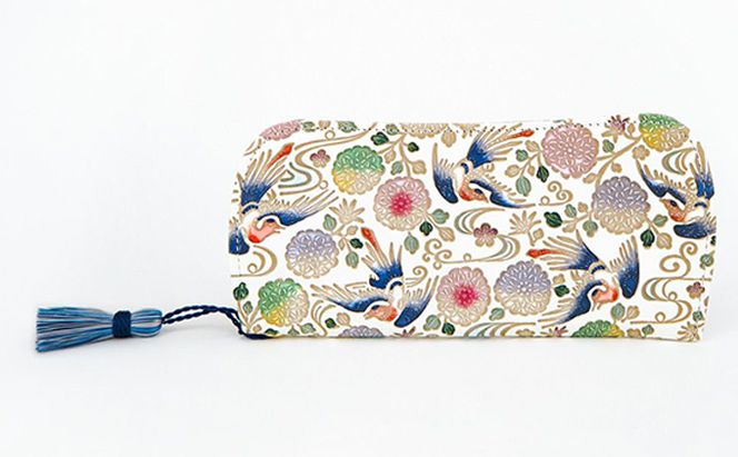 【文庫屋大関】メガネケース　花鳥【皮革工芸品】 ファッション小物 民芸品 