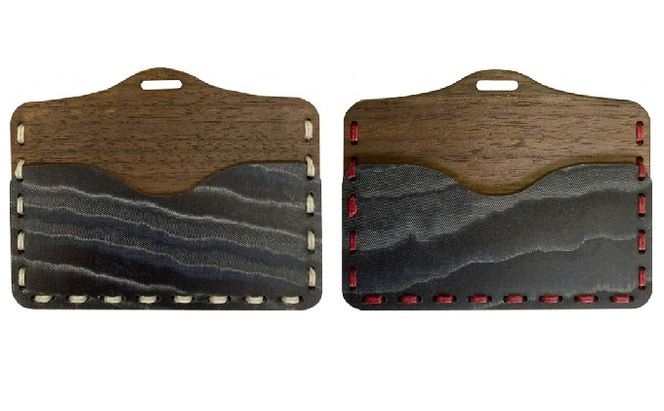 HAMON-WOOCA- IDケース＆真田紐ストラップ（麻糸カラー：白／赤） 雑貨 日用品 文房具 ファッション小物 