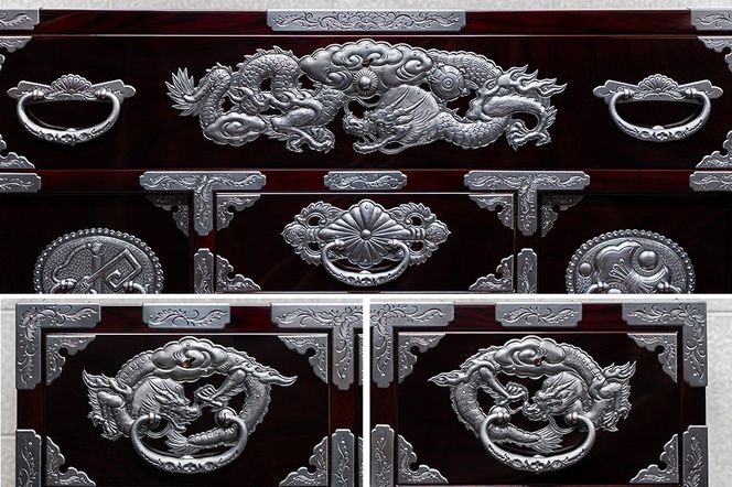 仙台箪笥 四・五尺部屋箪笥 木地呂漆塗り 彫金手打金具 KD-3008D（お申込書返送後8ヵ月～12ヵ月程度でお届け）|06_kyk-820101