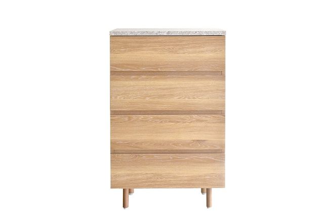 ドゥーロ チェスト 600×4【完成品 石柄 脚付き 収納家具 4段 スリム ナチュラル】(H062367)