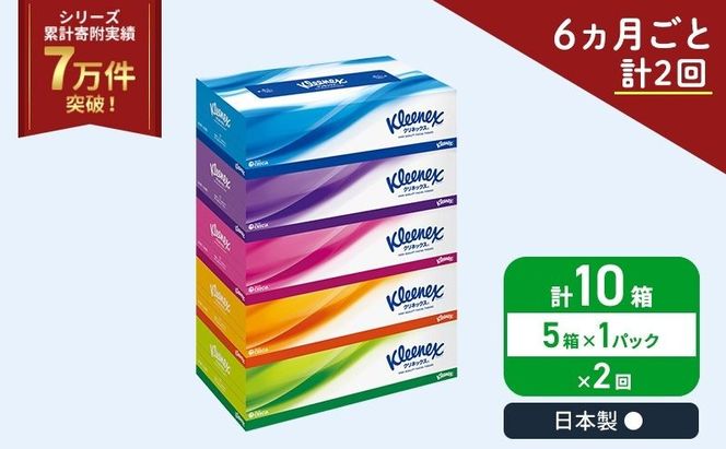定期便 ティッシュ クリネックス 5箱 ( 5箱 × 1パック ) ティッシュ《 6ヶ月ごと計 2回 》