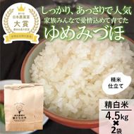 【日本農業賞大賞】【令和7年産】ゆめみづほ9kg（4.5kg×2）精白米 お米 精米銘柄米 ご飯 おにぎり お弁当 和食 産地直送 粘りが少ない 精米したて 一等米 