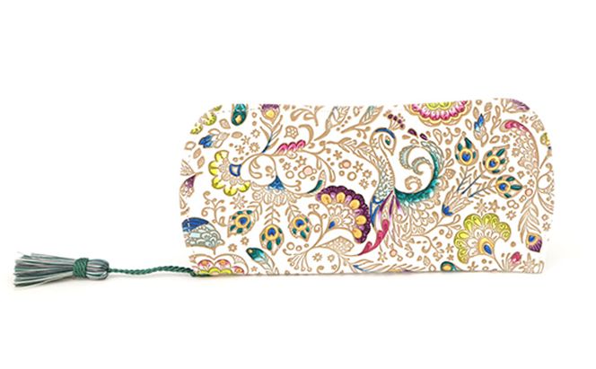 【文庫屋大関】メガネケース　孔雀【皮革工芸品】 ファッション小物 民芸品 
