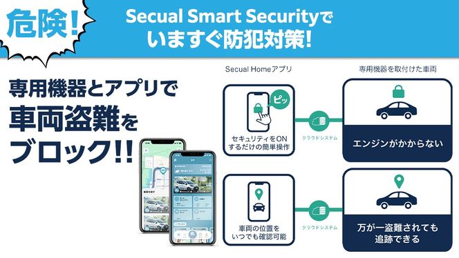 【ふるさと納税限定】 Secual Smart Security 1年プラン（ 選べる クーポン金額 ）　6,000円 9,000円 15,000円 25,000円 50,000円 100,000円 スマホで愛車を遠隔制御！セキュアル スマートセキュリティ 取付工賃込・GPS追跡機能付 セキュリティ カーセキュリティ 車 防犯 車両盗難 電子クーポン