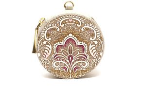 【文庫屋大関】マカロンポーチ アンティークレース＜ピオニー＞【皮革工芸品】 ポーチ ミニポーチ 小物入れ アクセサリー入れ イヤホン入れ 収納 保管ケース 手のひらサイズ  本革 革 皮革 工芸品 工芸 雑貨 ギフト プレゼント 日本製 東京